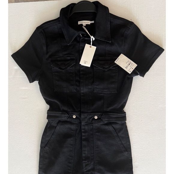 Good American GMJS731B Woman Sz 2/Medium Fit For Success Black Denim Jumpsuit - Picture 5 of 11